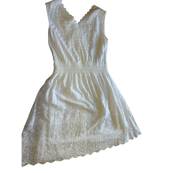 Roller Rabbit Womens White Eyelet Lace Sleeveless Smocked Waist Dress Size M - Picture 11 of 12